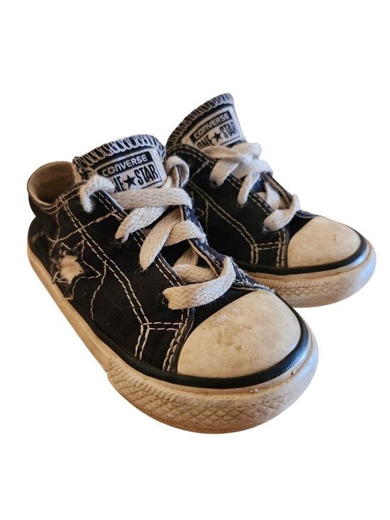 Converse Other - Converse One Star Toddler Size 7 Black Low Top Sneakers Lace Up Shoes